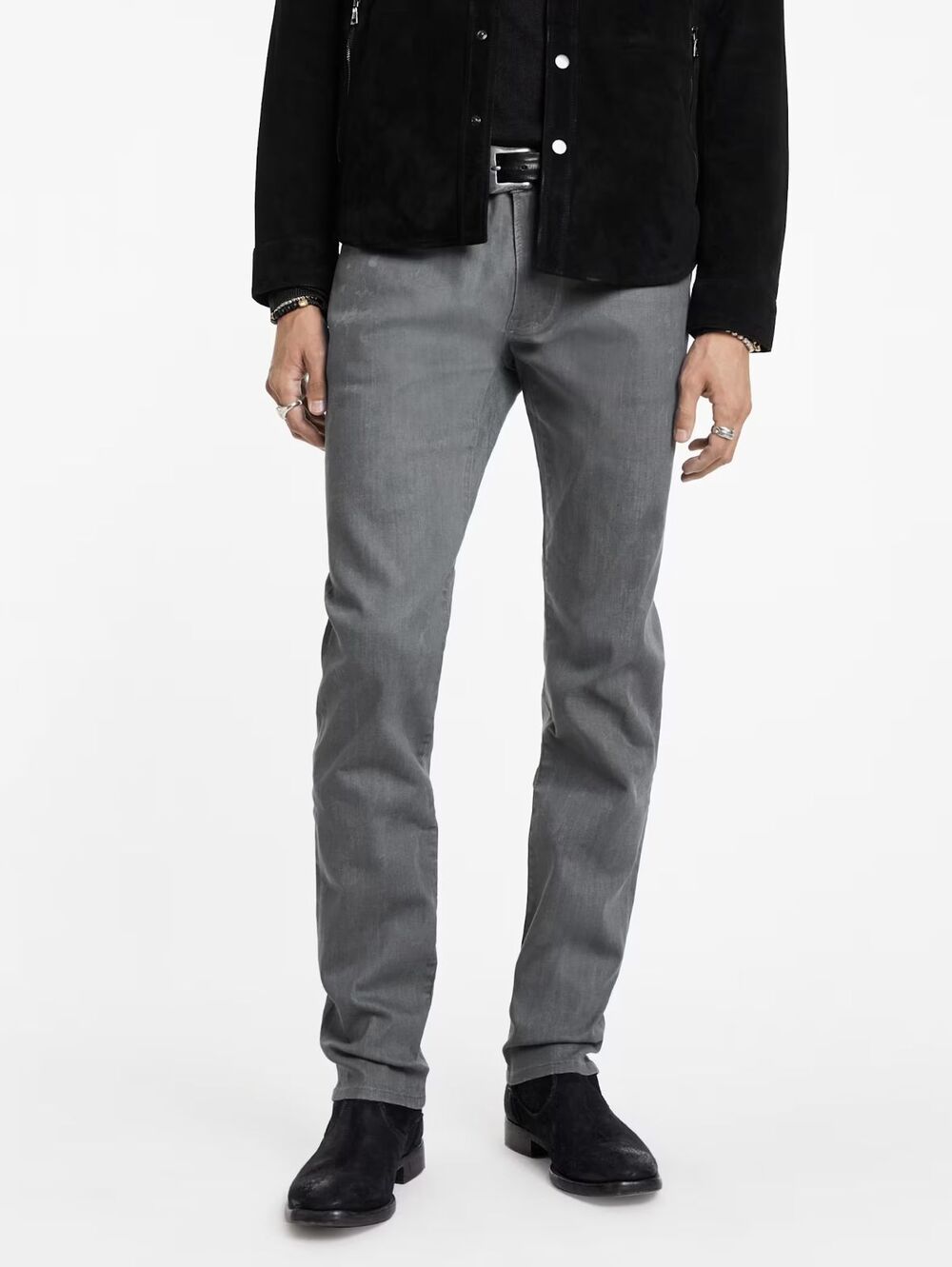 JOHN VARVATOS Jeans Mens Size 34 Gray Slim Fit Waxed Coated JV 702 $248